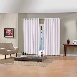 Cortina Corta-luz Tecido Liso 2,6x1,7m Branco - Bella Janela