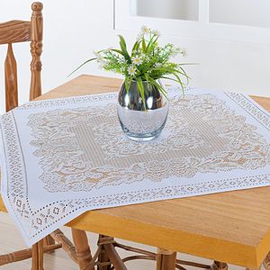 Toalha de Mesa 78x78cm Renda Branca - Beija Flor