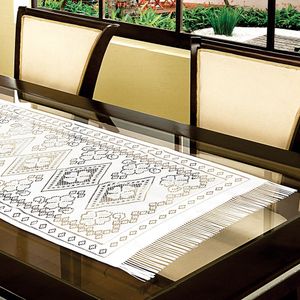 Caminho de Mesa 50x140cm Renda com Franja Branca - Beija Flor