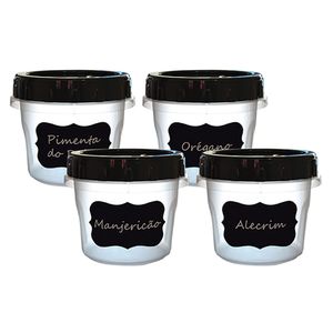Jogo de Porta Condimentos 4 Peças 300mL Preto - Mb Plásticos