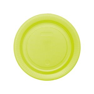 Prato Raso 18cm 10 Unidades Amarelo Neon - Bello Festas