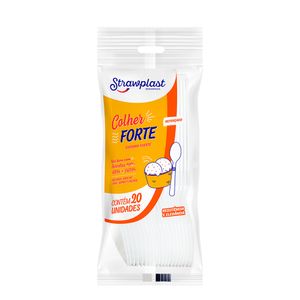 Colher Forte 20 Unidades Branco - Strawplast