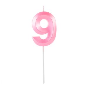 Vela de Aniversário Número 9 Perolizada Rosa - Silver Plastic