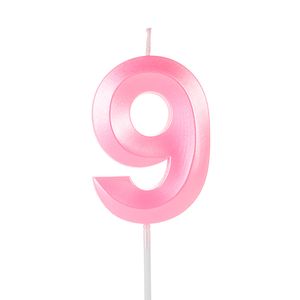 Vela de Aniversário Número 9 Perolizada Rosa - Silver Plastic