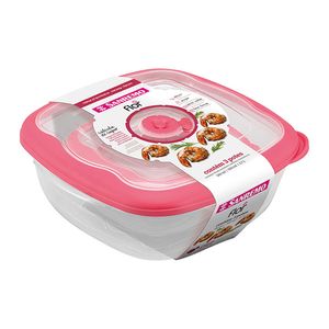 Jogo de Potes De Plástico Quadrado Flor 3 Peças Rosa - Sanremo