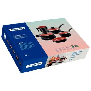 Jogo de Panelas Tramontina Antiaderente 5 Peças Caribe Preto