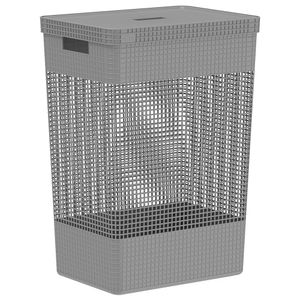Cesto de Roupas Grid 49l Chumbo - Ou