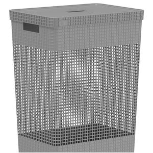 Cesto de Roupas Grid 49l Chumbo - Ou