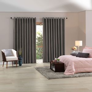 Cortina Corta Luz Tecido Blend 3x1,7m Taupe - Bella Janela