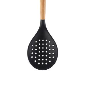 Escumadeira de Bambu com Silicone 32cm Preto - Yoi