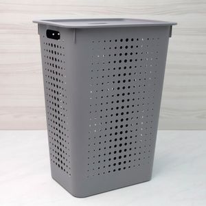 Cesto de Roupa com Tampa 47l Chumbo - Ou