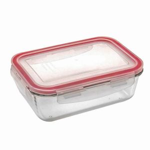 Pote de Vidro Hermético Retangular 800mL Rosa - Sanremo