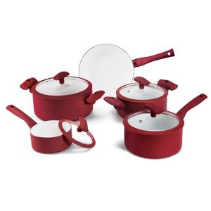Jogo de Panelas Soft Touch 5 Peças Vermelho - Hercules