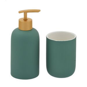 Kit Banheiro 2 Peças Verde Dourado - Espressione