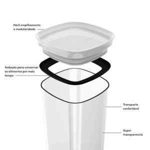 Pote Hermético Block Quadrado 1l Branco - Ou