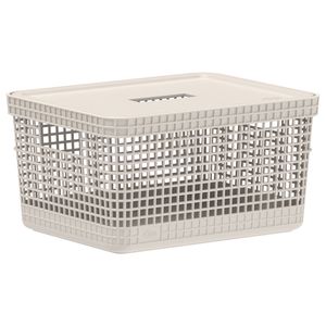 Cesto Grid com Tampa 8l Bege - Ou