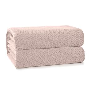 Cobertor Solteiro Plush Tweed Rosa Tule - Hedrons
