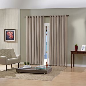 Cortina Corta-luz Tecido Liso 3x1,7m Taupe - Bella Janela