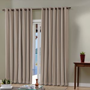Cortina Corta-luz Tecido Liso 3x1,7m Taupe - Bella Janela