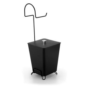 Suporte Papel Higiênico com Lixeira Preta - Arthi