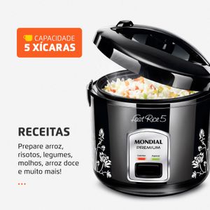 Panela de Arroz Elétrica Mondial Fast Rice 5 Preta