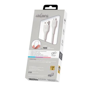Cabo Micro Usb Emborrachado 1,2m Branco - Elg