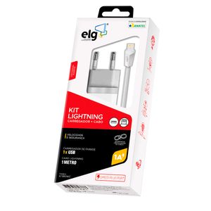Kit Carregador Lightning Branco - Elg