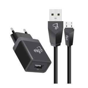 Kit Carregador Micro Usb Preto - Elg