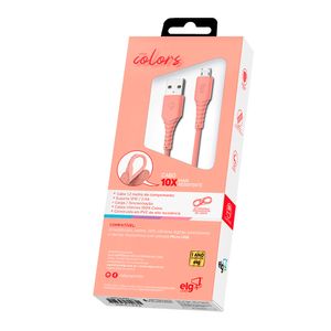 Cabo Micro Usb Emborrachado 1,2m Salmão - Elg