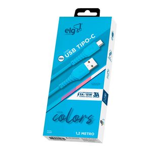 Cabo Tipo-c Emborrachado 1,2m Azul - Elg