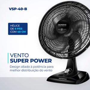 Ventilador de Mesa Mondial 40cm 6 Pás Preto