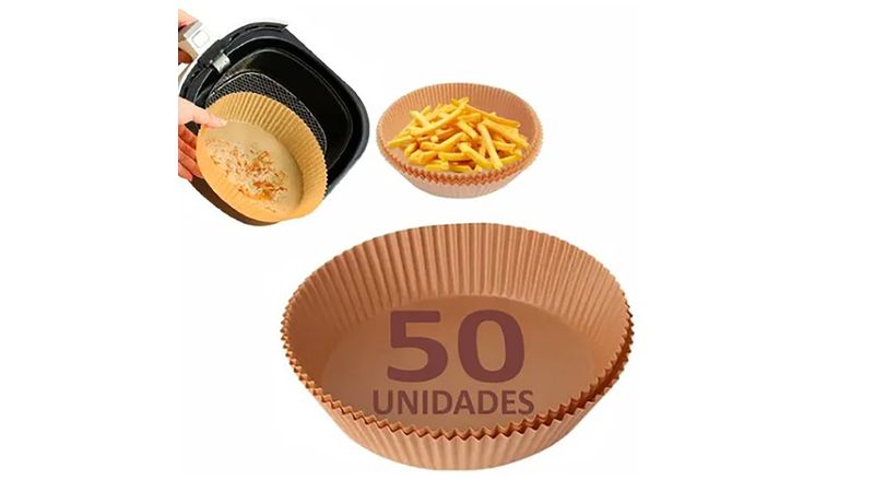 Tapete Redondo De Papel Descartável Air Fryer Antiaderente Para Cozimento  50 Unidades