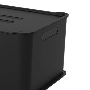 Cesta Organizadora com Tampa Fit 22,9x38cm Preta - Coza