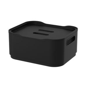 Cesta Organizadora com Tampa Fit 18,5cm Preta - Coza