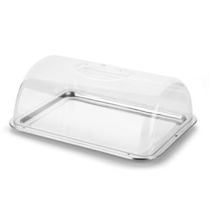 Porta Pão e Bolo Inox Retangular 34,5cm - Meridional