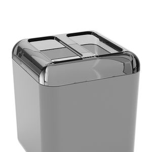 Porta Escova Cube Cinza Frio Fume - Coza