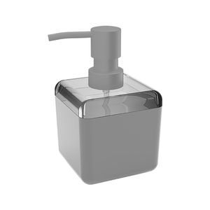 Porta Sabonete Líquido Cube 330mL Cinza Frio Fume - Coza