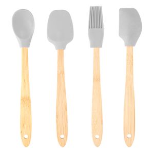 Conjunto de Utensílios 4 Peças Cabo Bambu Cinza - Lyor