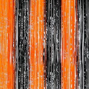 Cortina Franja Halloween 1x2m Preta e Laranja - Silver Plastic