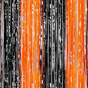 Cortina Franja Halloween 1x2m Preta e Laranja - Silver Plastic