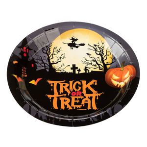 Prato Papel 18cm Doces Ou Travessuras Hallowwen - Silver Plastic