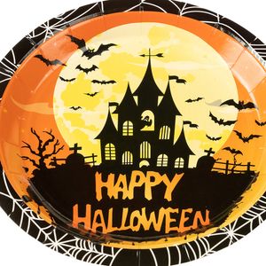 Prato Papel 18cm Castelo Hallowwen - Silver Plastic
