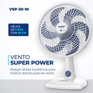 Ventilador de Mesa Mondial 6 Pás 30cm Branco