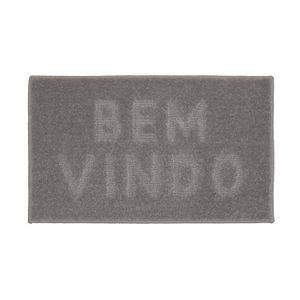 Capacho Realce Bem-vindo 50x80cm Grafite - Têxtil J. Serrano