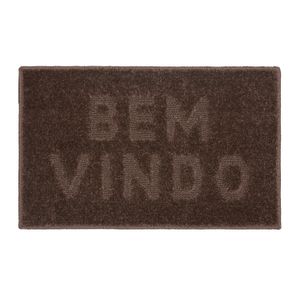 Capacho Realce Bem Vindo 50x80cm Taupe - Têxtil J. Serrano