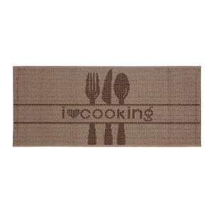 Jogo de Tapetes para Cozinha Eco 3 Peças Cooking Bege Marrom - Têxtil J. Serrano
