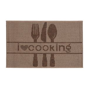 Jogo de Tapetes para Cozinha Eco 3 Peças Cooking Bege Marrom - Têxtil J. Serrano