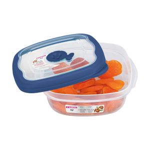 Kit Com 4 Potes de Plástico Quadrado Flor 920mL Azul - Sanremo