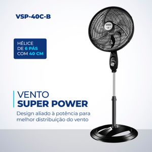 Ventilador de Coluna Mondial 6 Pás 40cm Preto