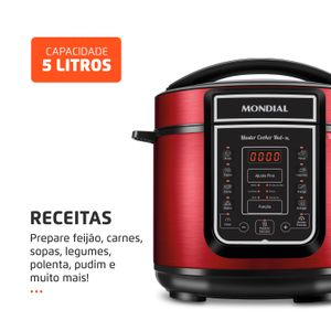 Panela de Pressão Elétrica Master Cook Pe-39 5l Vermelha - Mondial